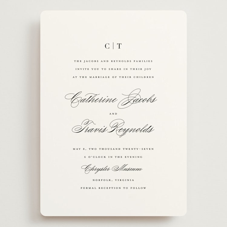 "Classically Elegant" - Wedding Invitations in Snow by Brandy Folse - Front