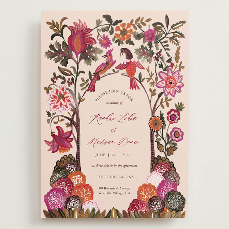 "Indian floral chintz lush" - Wedding Invitations in Ivory by Caroline Bonne Muller - Front