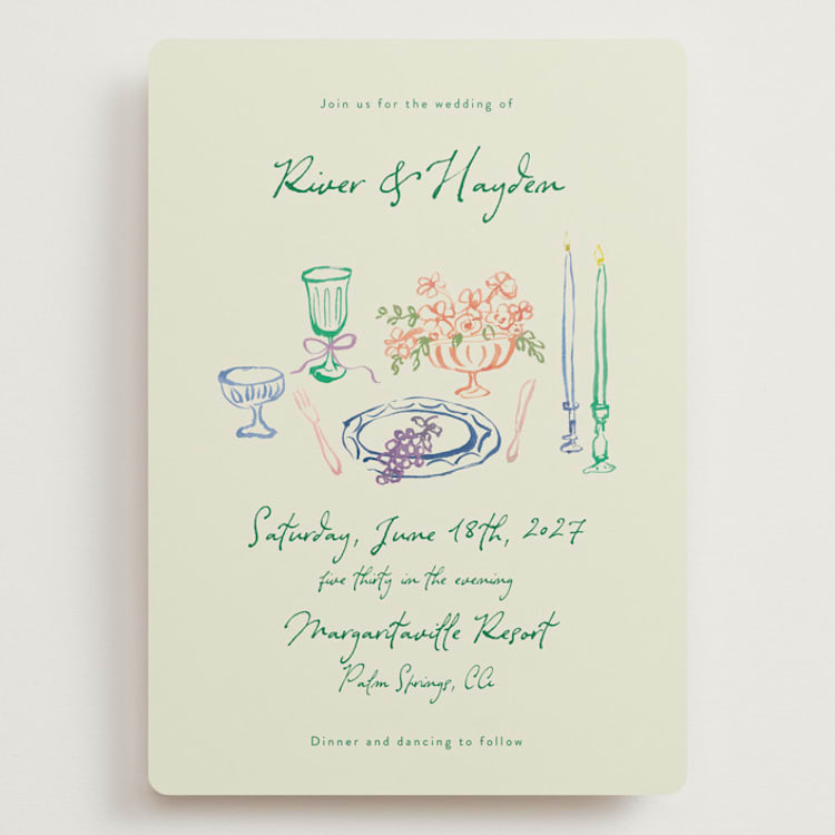 "tablescape drawing" - Wedding Invitations in Garden by Cass Loh - Front