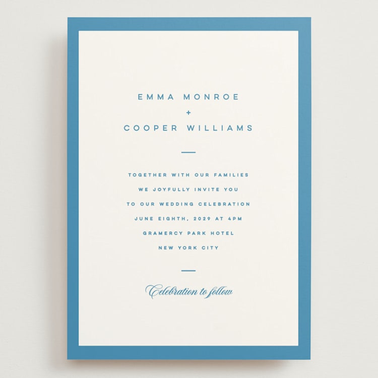 "The Emma" - Wedding Invitations in Cerulean by Kristie Kern - Front