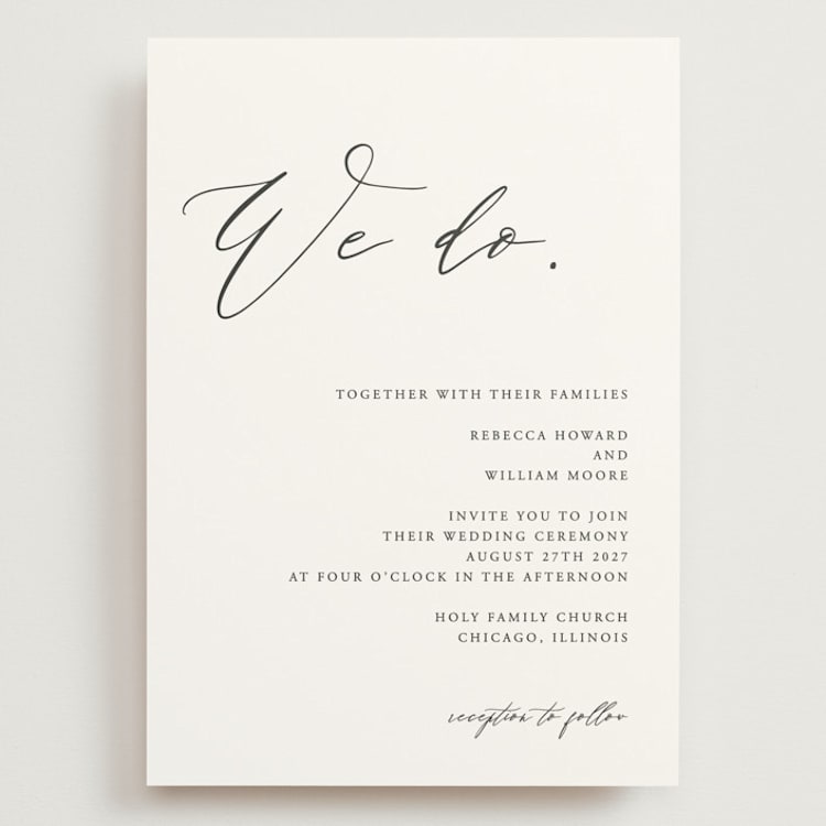 "We Do" - Wedding Invitations in Ink by lulu and isabelle - Front