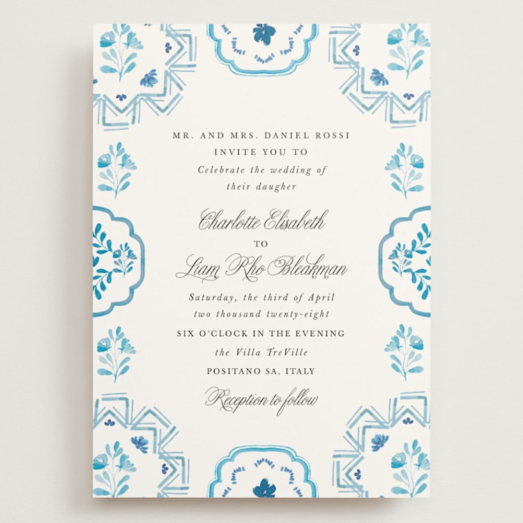 "Almafi" - Wedding Invitations in Cerulean by Itsy Belle Studio - Front