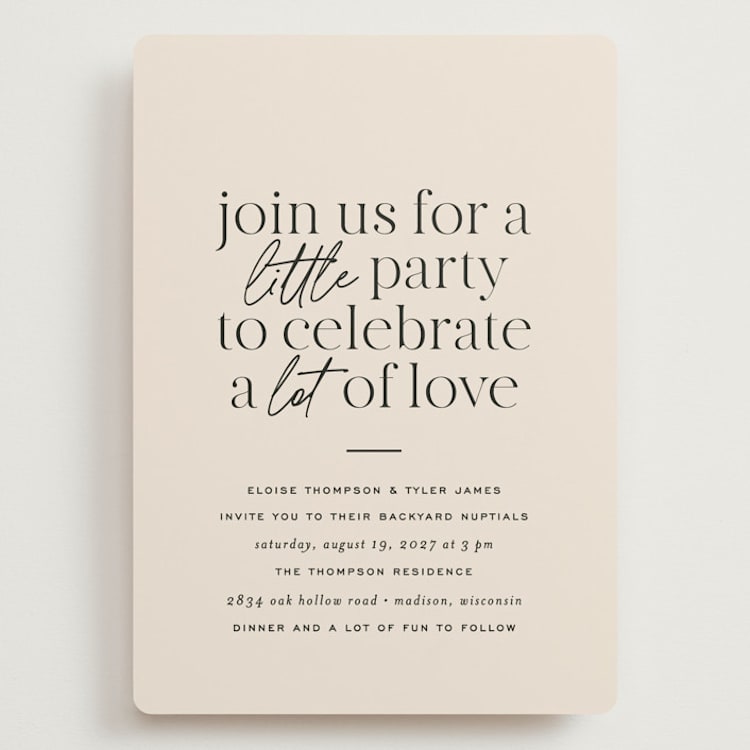"Little party big love" - Wedding Invitations in Noir by Jessica Corliss - Front