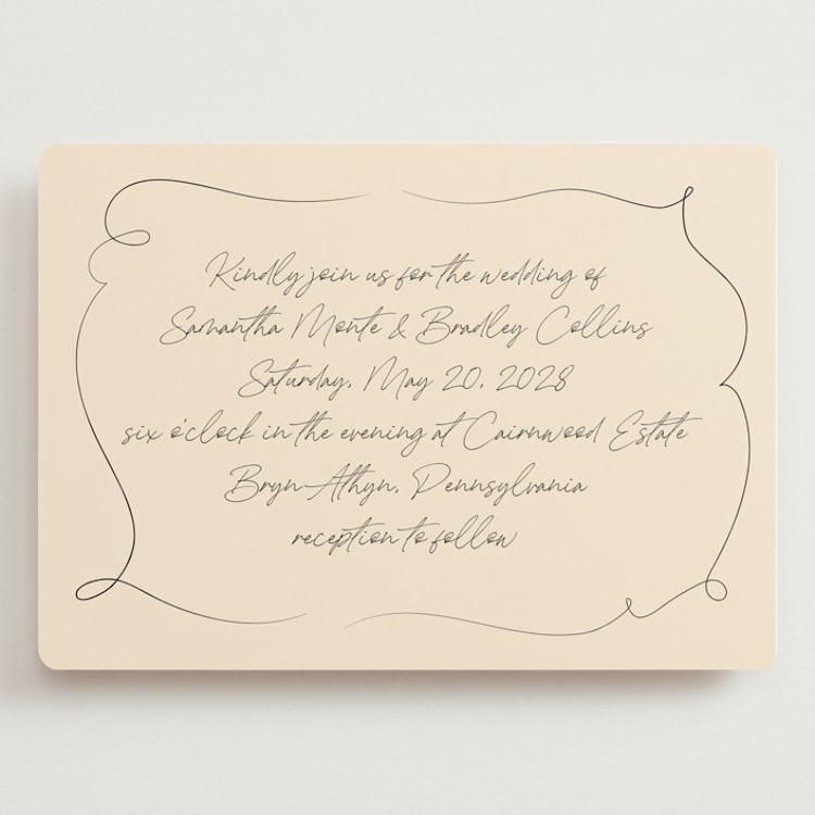 "French Whimsy Script" - Wedding Invitations in Champagne by Wallace Design Co. - Front