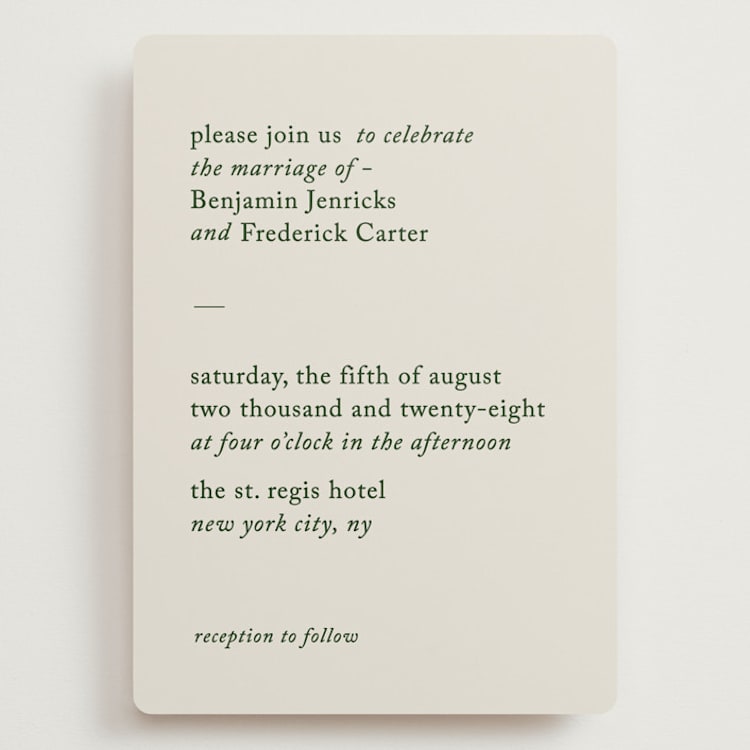 "Editorial" - Wedding Invitations in Forest by Bethan - Front