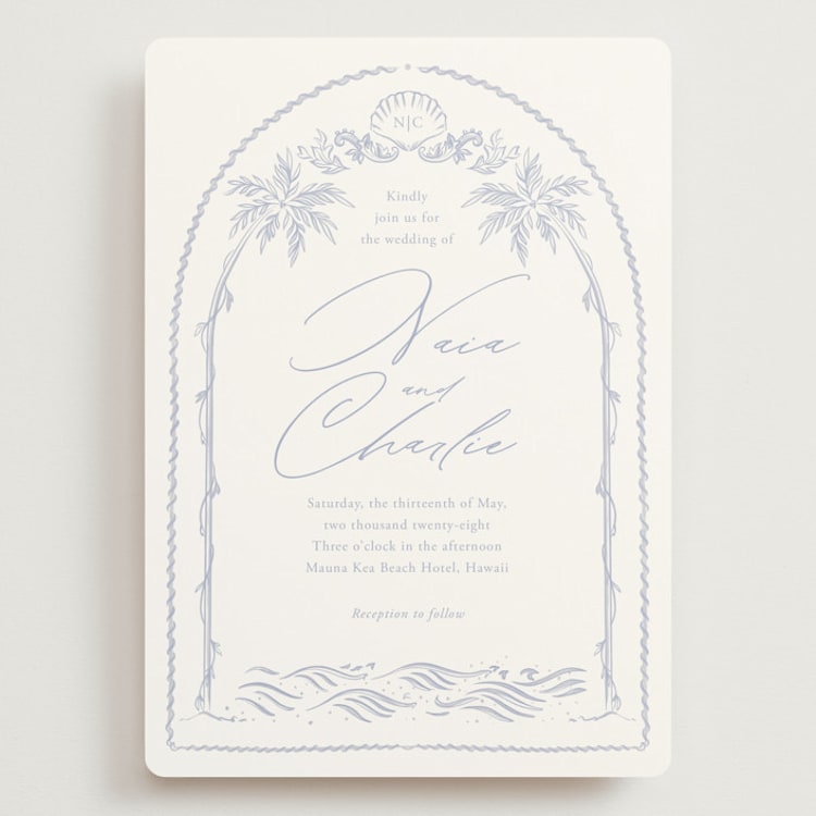 "Ocean Dreams" - Wedding Invitations in Pale Cerulean by Sabrin Deirani - Front