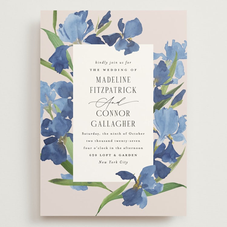"Irises" - Wedding Invitations in Natural by Everett Paper Goods - Front