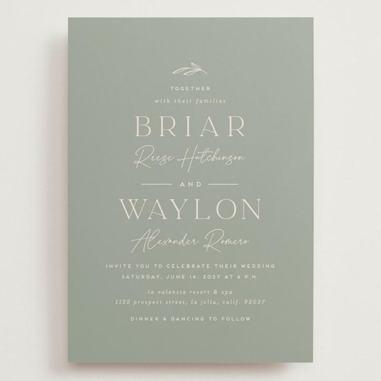 "Soft Arch" - Wedding Invitations in Sage by Erica Krystek - Front