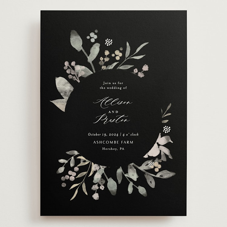 "Enchanted fields" - Wedding Invitations in Noir by Jennifer Wick - Front