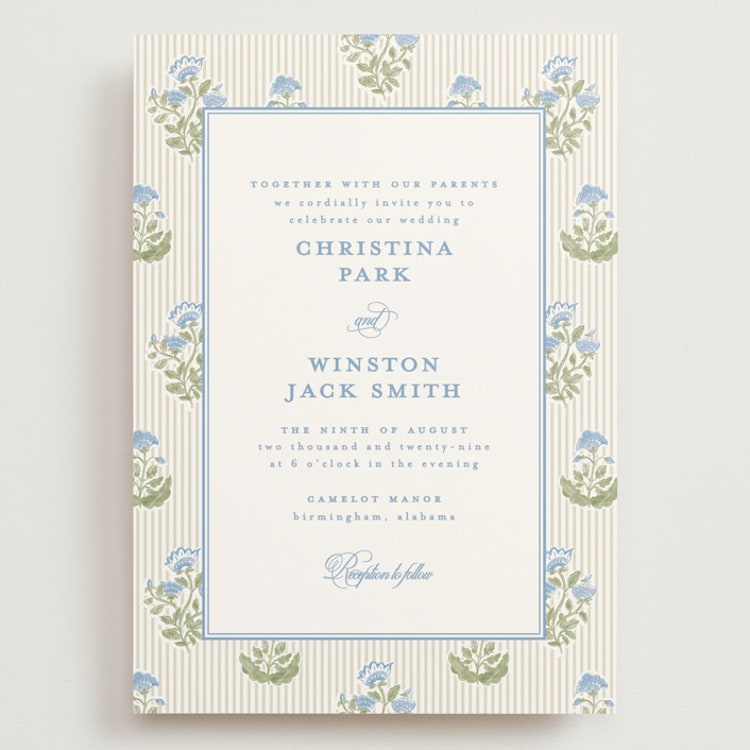 "Patterned florals" - Wedding Invitations in Powder by Creo Study - Front