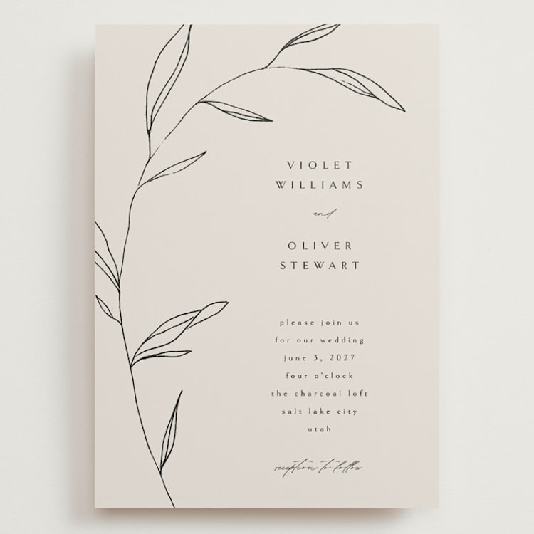 "Waldorf" - Wedding Invitations in Taupe by Kelly Schmidt - Front