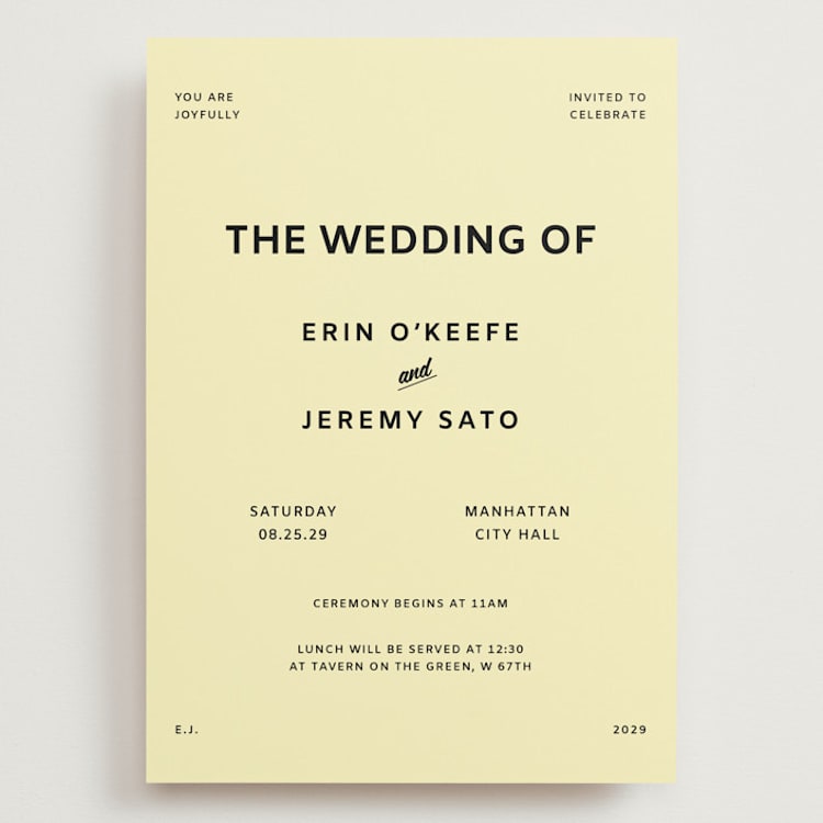 "Courthouse" - Wedding Invitations in Butter by Studio Suku - Front