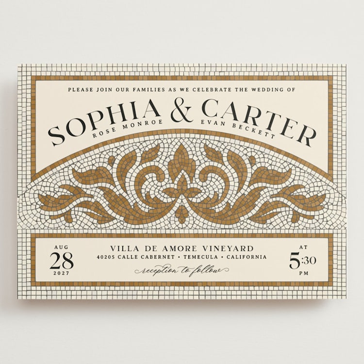 "Floral mosaic" - Wedding Invitations in Sand by GeekInk Design - Front