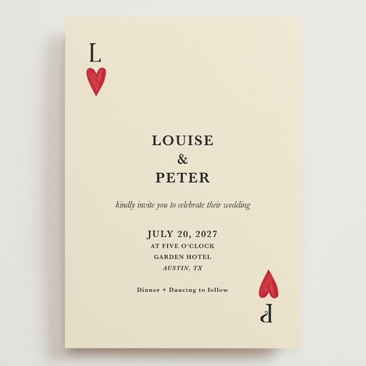 "Red Hearts" - Wedding Invitations in Champagne by Helena Vitto - Front
