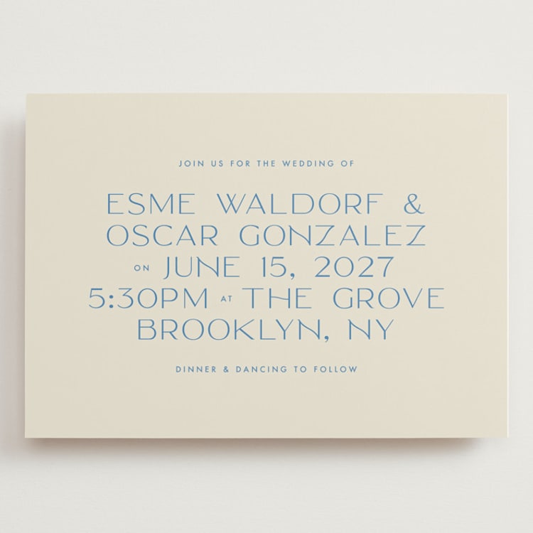 "Brooklyn" - Wedding Invitations in Cerulean by Ellen Schlegelmilch - Front