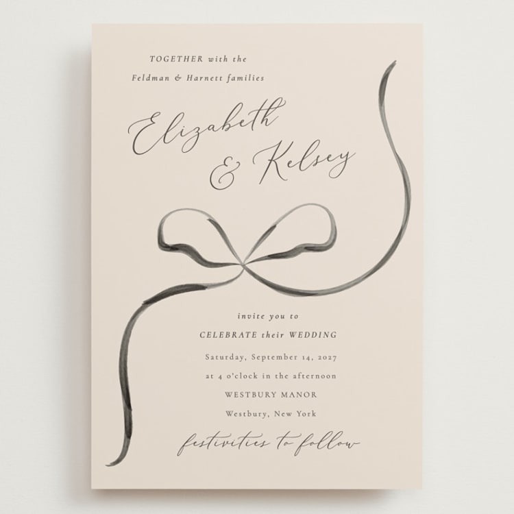 "Bow" - Wedding Invitations in Tuxedo by Corinne Malesic - Front