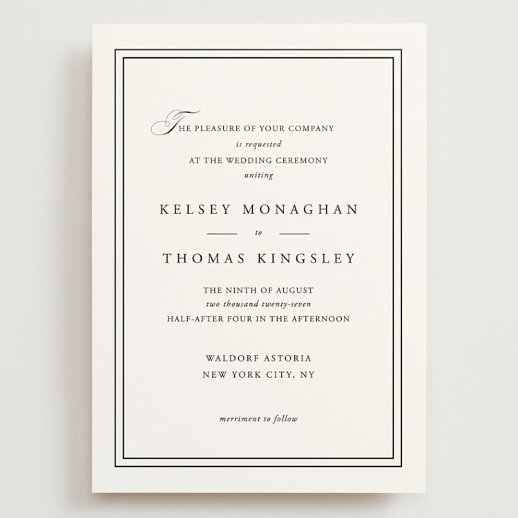 "Story Line" - Wedding Invitations in Snow by Kimberly FitzSimons - Front