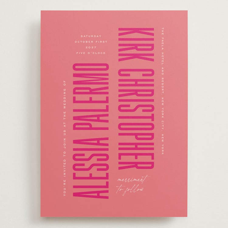 "Pop Romance" - Wedding Invitations in Fruit Punch by Ashley DeMeyere - Front