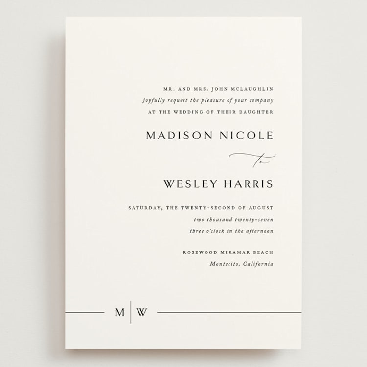 "Align" - Wedding Invitations in Cotton by Jennifer Postorino - Front
