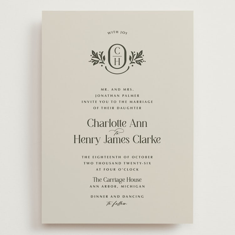 "Litterateur" - Wedding Invitations in Natural by Karen Glenn - Front
