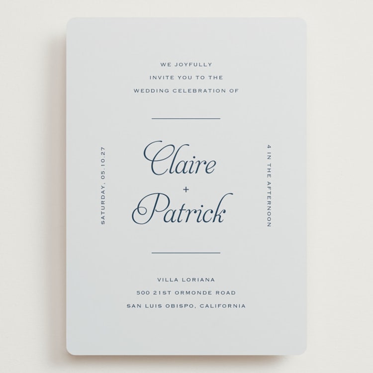 "Modernne" - Wedding Invitations in Powder by Carolyn MacLaren - Front