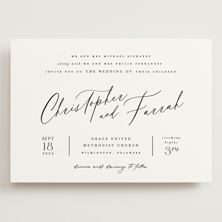 "Beautifully Scripted" - Wedding Invitations in Pearl by Hooray Creative - Front