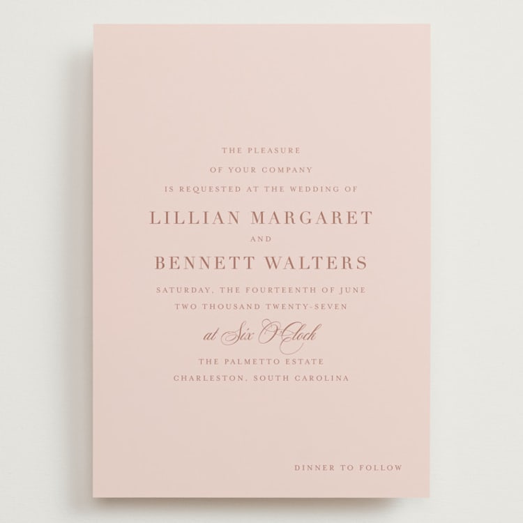 "Charleston" - Wedding Invitations in Blush by Megan Davis - Front