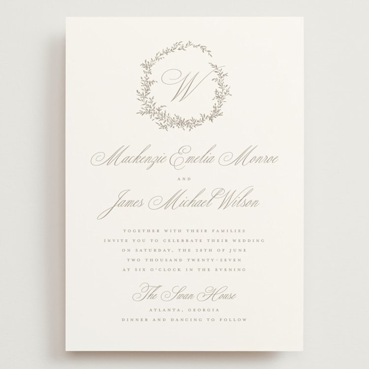 "Romantic Wreath" - Wedding Invitations in Chantilly by Wildfield Paper Co - Front