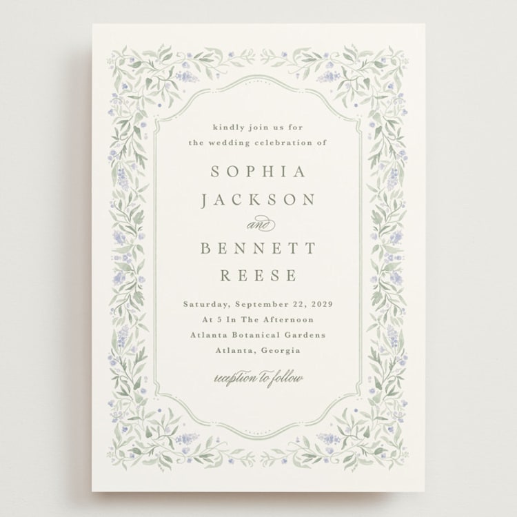"Delicate Vines" - Wedding Invitations in Periwinkle by Kristen Smith - Front