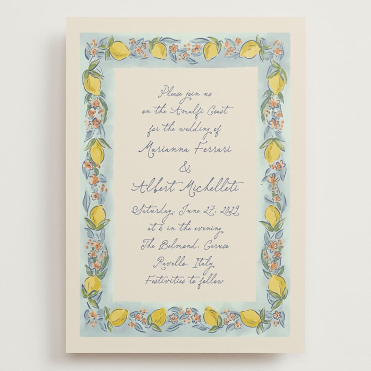 "Amalfi Coast Wedding" - Wedding Invitations in Aqua by Chris Griffith - Front