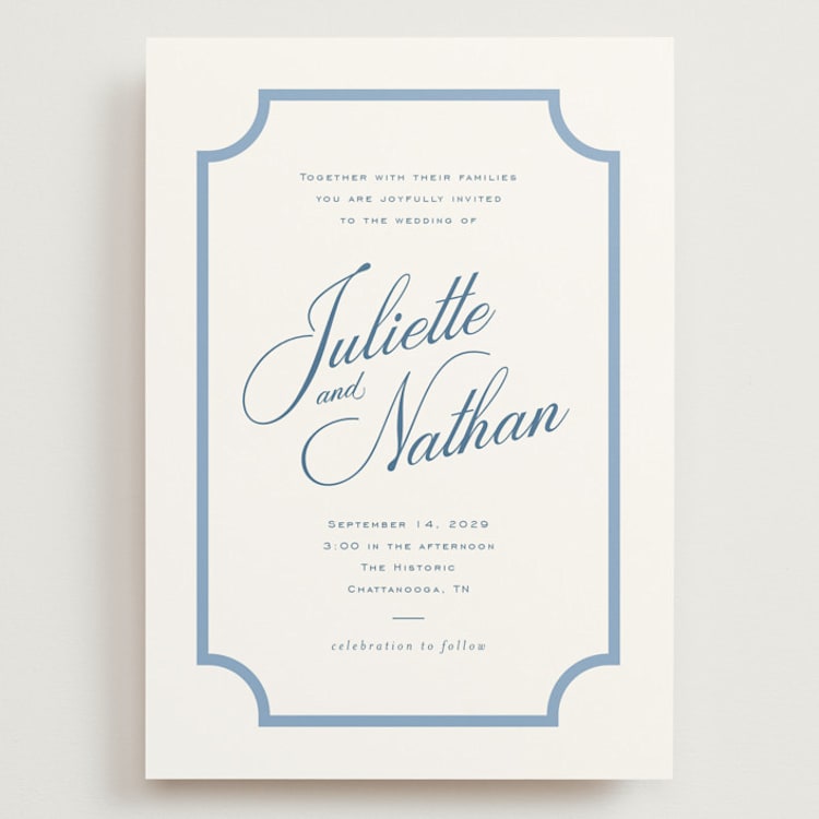 "Marenza" - Wedding Invitations in Bluebell by Jessica Williams - Front