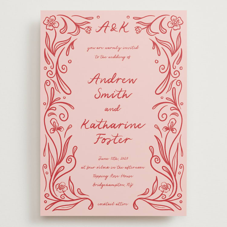 "Love in Bloom" - Wedding Invitations in Brick by Julia Liverton - Front