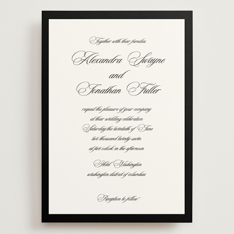 "Black Tie" - Wedding Invitations in Ink by That Girl Press - Front