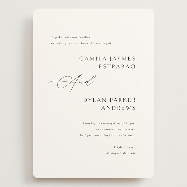 "Graceful" - Wedding Invitations in Onyx by Jennifer Postorino - Front