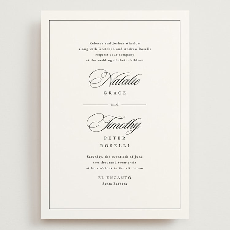 "Sincerity" - Wedding Invitations in Noir by Kimberly FitzSimons - Front