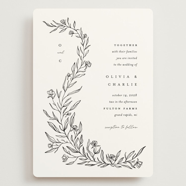 "Floral Cascade" - Wedding Invitations in Alpine by Pixel and Hank - Front