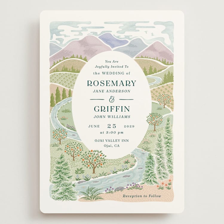 "River Valley" - Wedding Invitations in Pine by Paper Sun Studio - Front