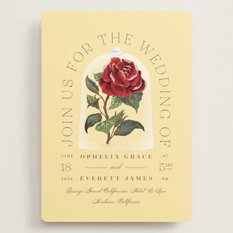 "Enchanted Rose from Disney's Beauty & The Beast" - Wedding Invitations in Mimosa by Leah Bisch - Front