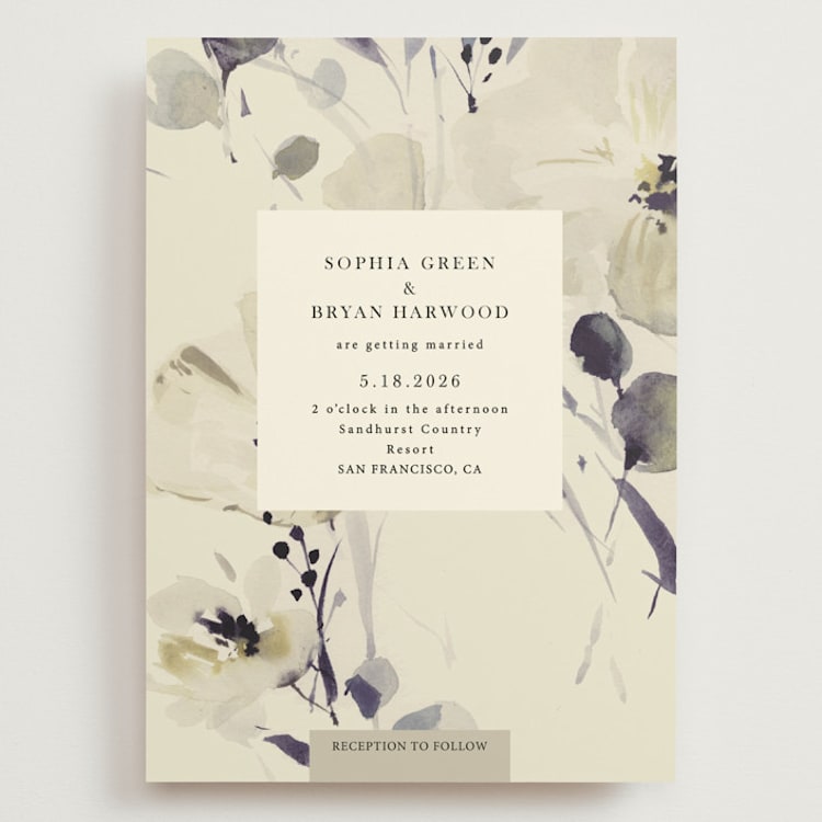"Linen and Cloth" - Wedding Invitations in Almond by Peony Rose Design - Front