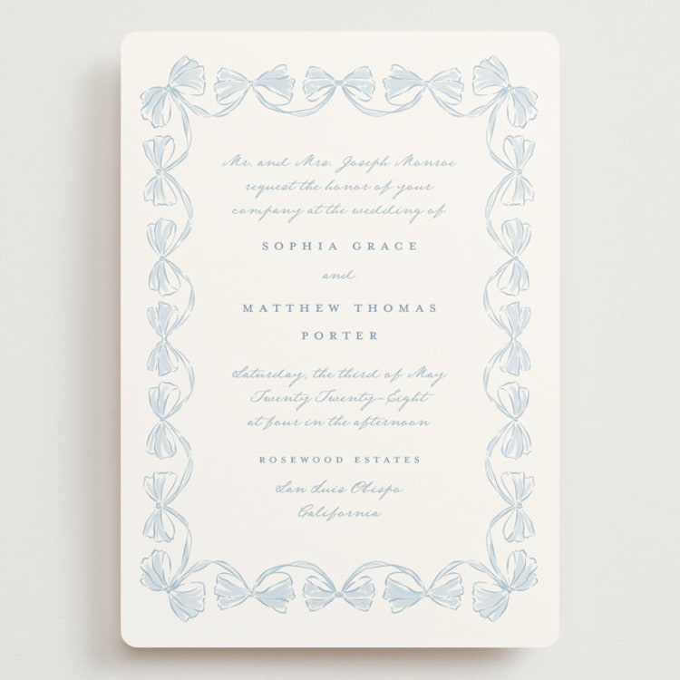 "Bow Frame" - Wedding Invitations in Lagoon by Leah Bisch - Front