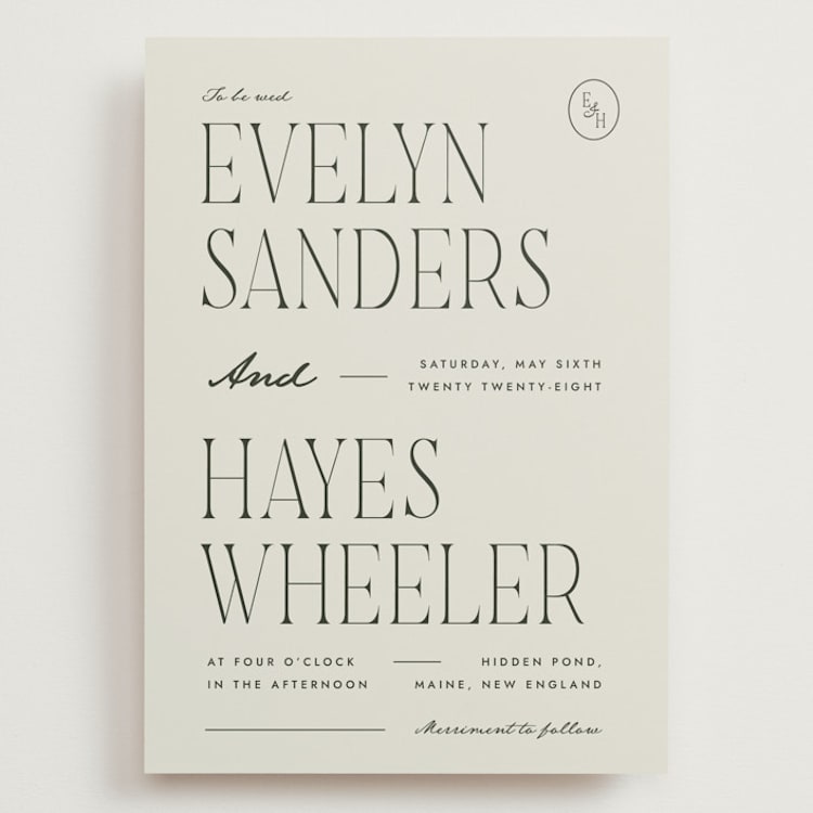"Hayes" - Wedding Invitations in Forest by Blustery August - Front