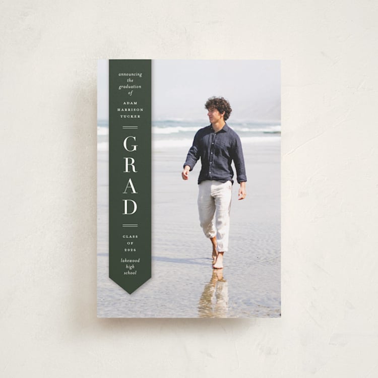 "Classic Sash" - Graduation Announcements in Pine by Lauren Chism - Front