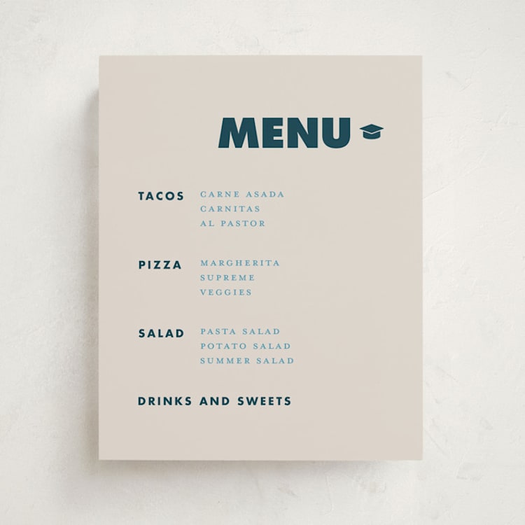 "Bold Grads" - Graduation Menu Signs in Navy by Angela Quan - Front