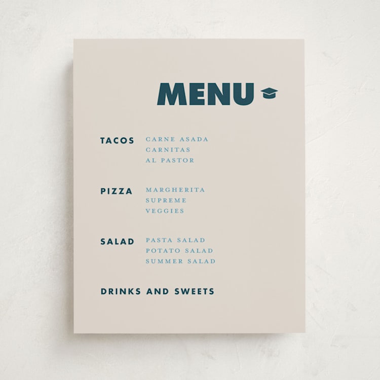"Bold Grads" - Graduation Menu Signs in Navy by Angela Quan - Front