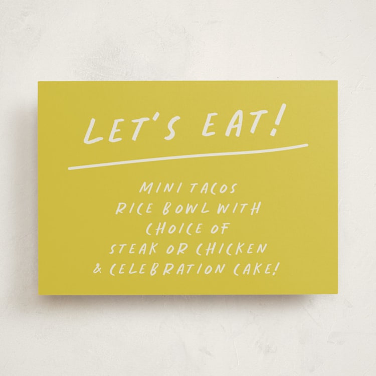 "Celebration" - Graduation Menu Signs in Limoncello by Maja Cunningham - Front