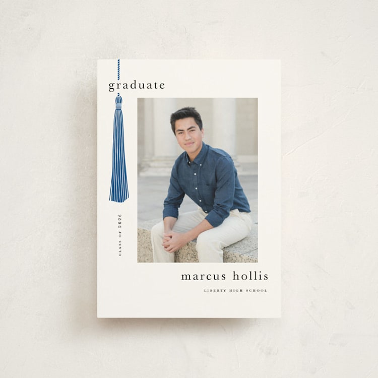 "Tassled" - Graduation Announcements in Cobalt by Ashlee Townsend - Front