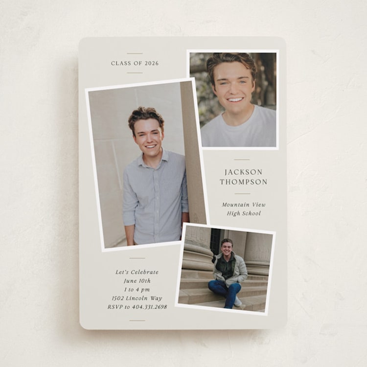 "A Trio" - Graduation Party Invitations in Creamery by That Girl Press - Front