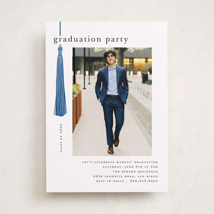 "Tassled" - Graduation Party Invitations in Cobalt by Ashlee Townsend - Front