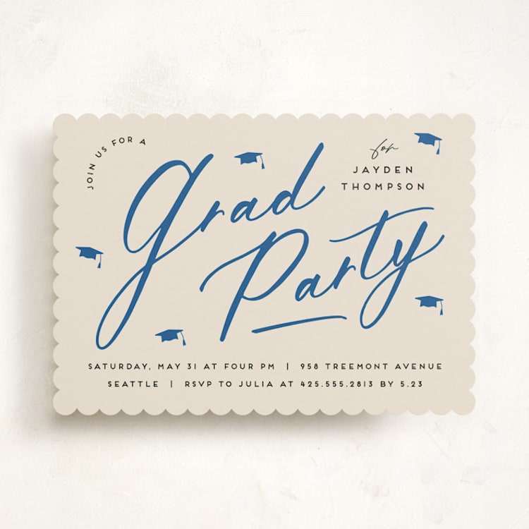 "Celebrate the Grad" - Graduation Party Invitations in Azure by Louise Kay - Front