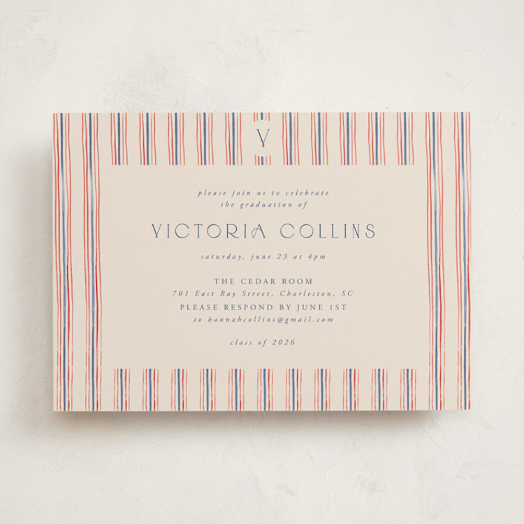 "Past and Future" - Graduation Party Invitations in Navy by Claudia Orengo - Front